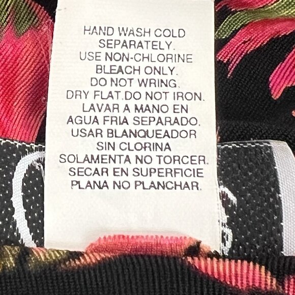 Carducci 90s Y2K Faux Wrap Blouse Size Large Black Red Pink Floral  V Neck Mesh - Picture 10 of 10